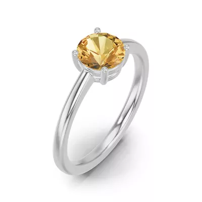 Round Citrine East-West Silver Ring