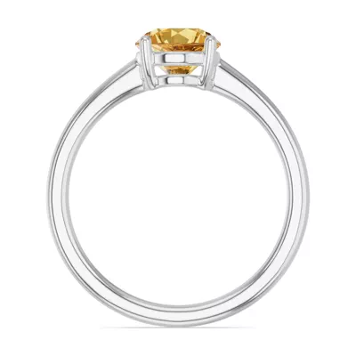 Round Citrine East-West Silver Ring