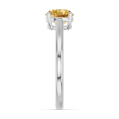 Round Citrine East-West Silver Ring