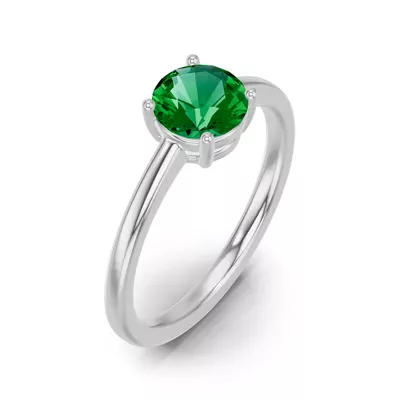 Round Emerald East-West Silver Ring