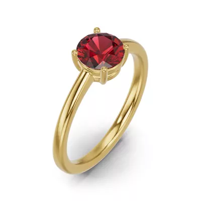 Round Garnet East-West Ring