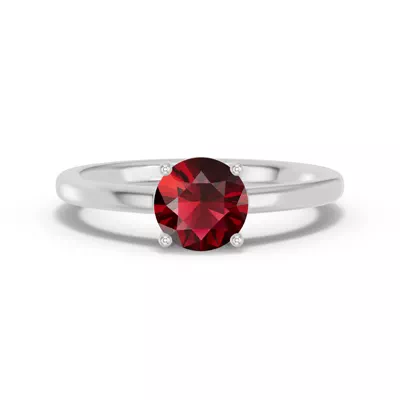 Round Garnet East-West Silver Ring