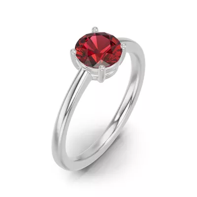 Round Garnet East-West Silver Ring