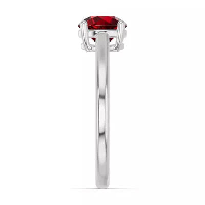 Round Garnet East-West Silver Ring