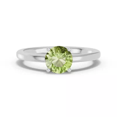 Round Peridot East-West Silver Ring