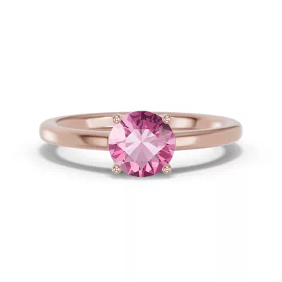 Round Pink Tourmaline East-West Ring