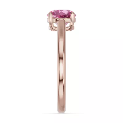 Round Pink Tourmaline East-West Ring