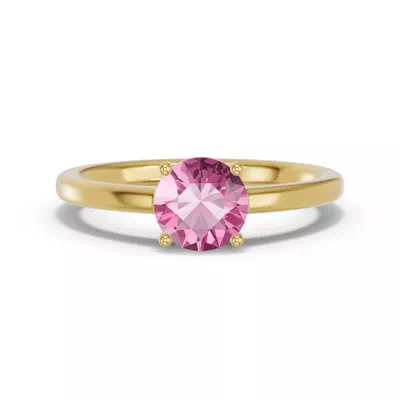 Round Pink Tourmaline East-West Ring