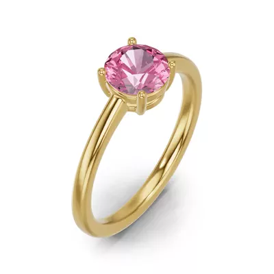 Round Pink Tourmaline East-West Ring