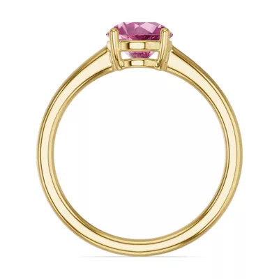 Round Pink Tourmaline East-West Ring