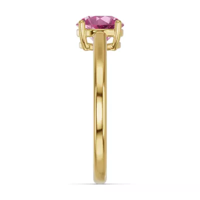 Round Pink Tourmaline East-West Ring