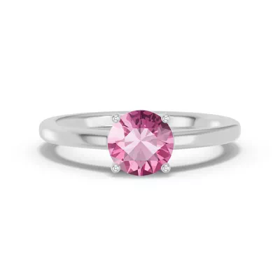 Round Pink Tourmaline East-West Silver Ring