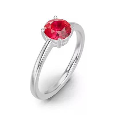Round Ruby East-West Silver Ring