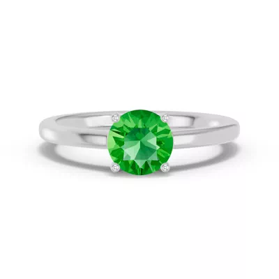 Round Tsavorite East-West Silver Ring
