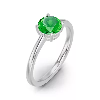Round Tsavorite East-West Silver Ring