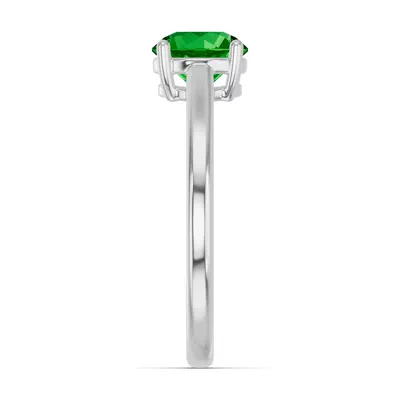 Round Tsavorite East-West Silver Ring