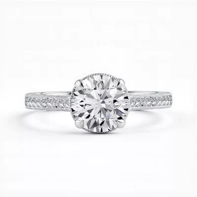 Corinne Vintage Engraved Solitaire Engagement Ring