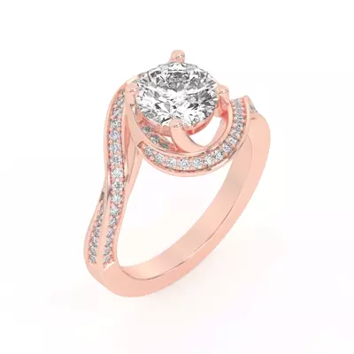 Elara Swirl Pavé Engagement Ring