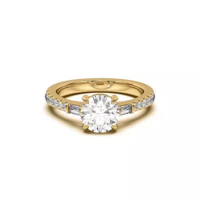 Francesca Round And Baguette Cathedral Engagement Ring