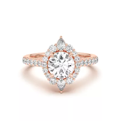 Lexa Round and Pear Diamond Halo Engagement Ring