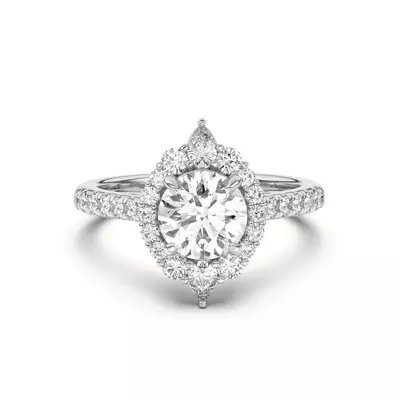 Lexa Round and Pear Diamond Halo Engagement Ring