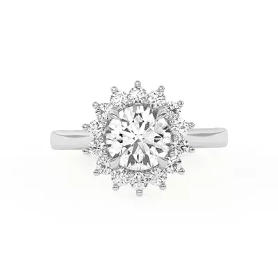 Nova Burst Halo Engagement Ring