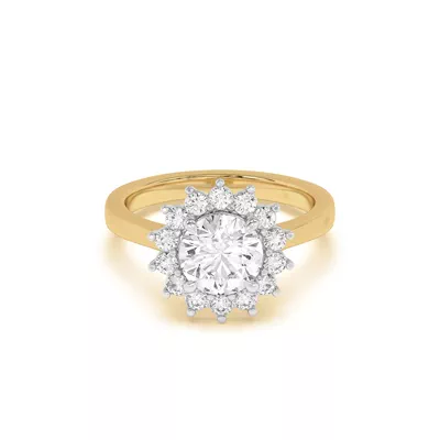 Nova Burst Two-Tone Halo Engagement Ring