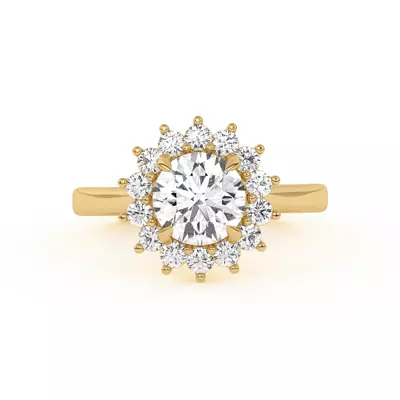 Nova Burst Halo Engagement Ring
