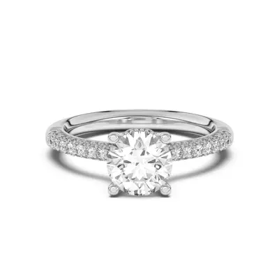 Ivana Triple Row Diamond Halo Ring With Bezel Accent Engagement Ring