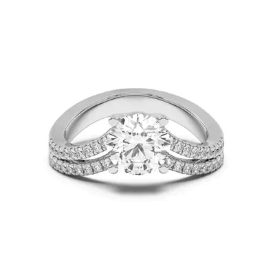 Nadine Double Pavé Row Floating Engagement Ring