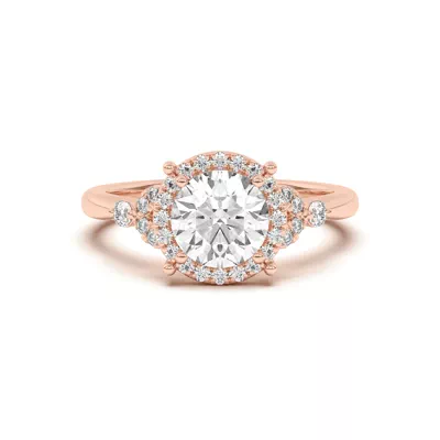 Portia Halo Petal Accent Engagement Ring