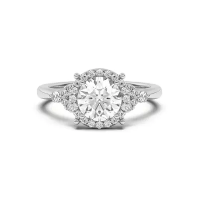 Portia Halo Petal Accent Engagement Ring