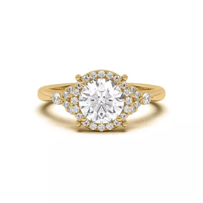 Portia Halo Petal Accent Engagement Ring