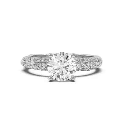 Laurel Twisting Vine And Leaf Pavé Engagement Ring