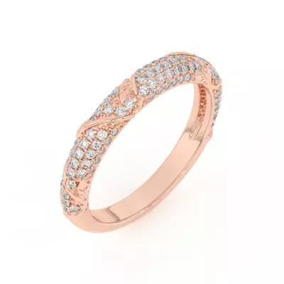 Laurel Twisting Vine And Leaf Pavé Band