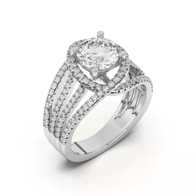 Liana Multistrand Swirling Halo Engagement Ring