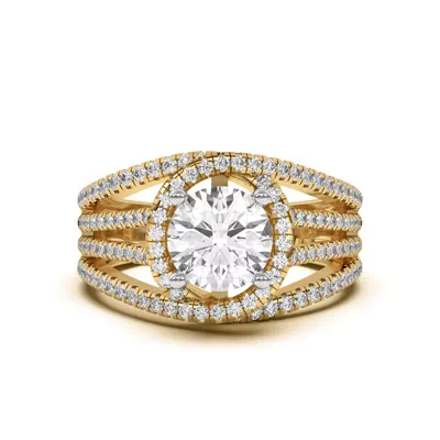 Liana Multistrand Swirling Halo Two-Tone Engagement Ring