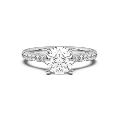 Coraline Scroll Prong Pavé Engagement Ring