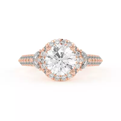 Anja Pavé Knife-Edge Cluster Halo Engagement Ring