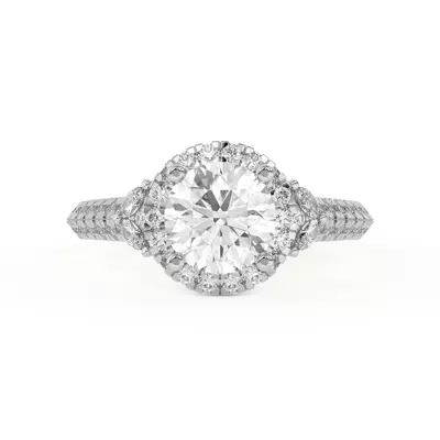 Anja Pavé Knife-Edge Cluster Halo Engagement Ring