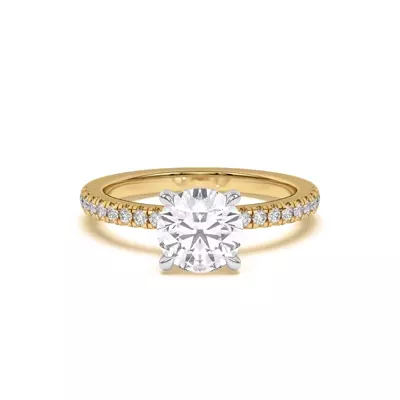 Diane Pavé Hidden Halo Two-Tone Engagement Ring