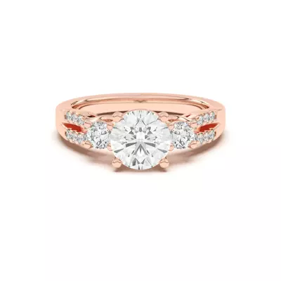 Beth Three-Stone Split Pavé Band Engagement Ring