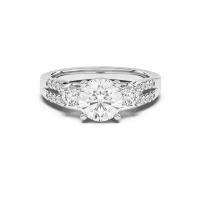 Beth Three-Stone Split Pavé Band Engagement Ring