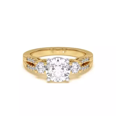 Beth Three-Stone Split Pavé Band Two-Tone Engagement Ring