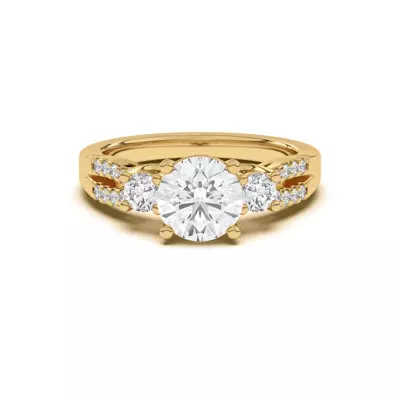 Beth Three-Stone Split Pavé Band Engagement Ring