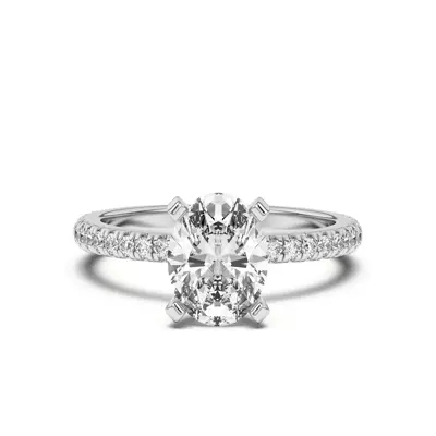 Rita Graduated Pavé Engagement Ring With Hidden Halo - 14K White Gold