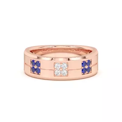 Quad Sapphire and Diamond Groove Band