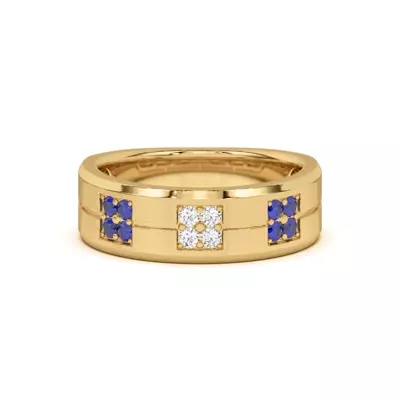 Quad Sapphire and Diamond Groove Band