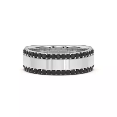Black Sapphire Beveled Edge Band