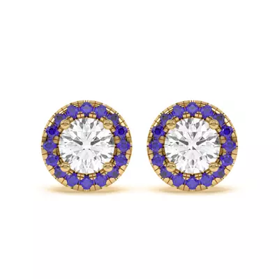 Eva Classic Sapphire Halo Earrings